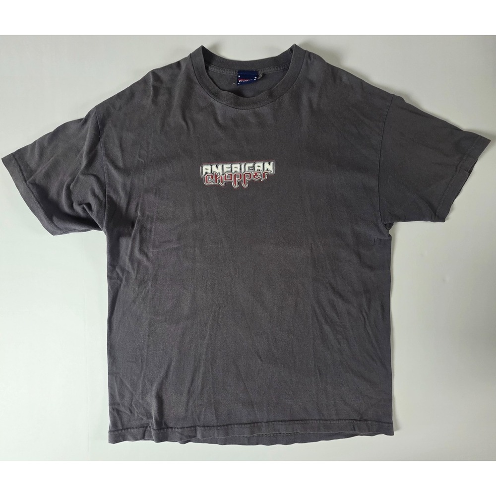 Vintage‎ American Chopper Short Sleeve Black Widow Biker T-Shirt Gray XL Men